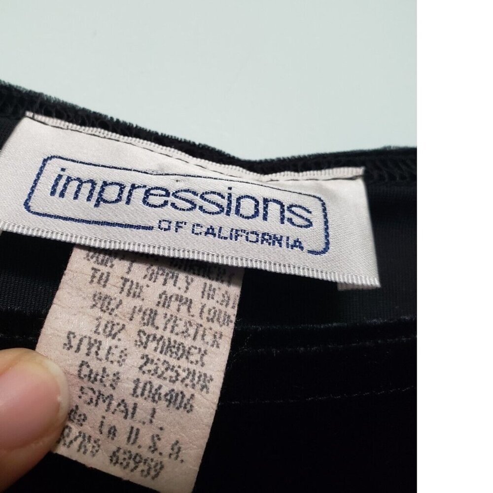 Vtg Y2K Impressions of California Womens S Black Velour Tunic Silver Glitter - Picture 5 of 5